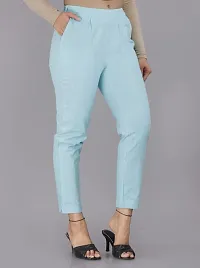 Real Bottom Women Regular Fit Elastic Waist Cotton Formal Trouser (All Colour & Size)-thumb2