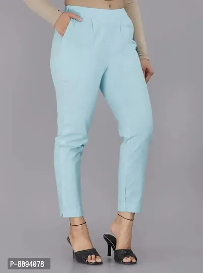 Real Bottom Women Regular Fit Elastic Waist Cotton Formal Trouser (All Colour & Size)-thumb3