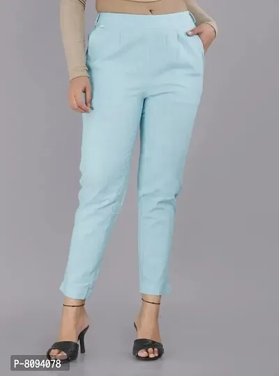 Real Bottom Women Regular Fit Elastic Waist Cotton Formal Trouser (All Colour & Size)-thumb5