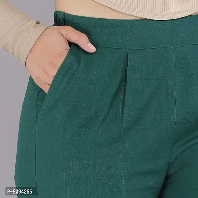 Real Bottom Women Regular Fit Elastic Waist Cotton Formal Trouser (Bottol Green) Solid Pants (XX-Large)-thumb5