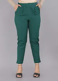 Real Bottom Women Regular Fit Elastic Waist Cotton Formal Trouser (Bottol Green) Solid Pants (XX-Large)-thumb2