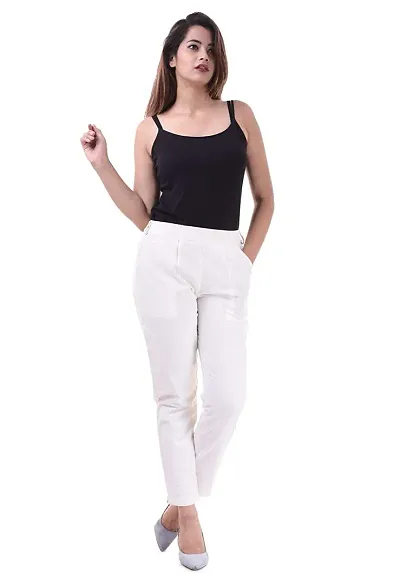 Real Bottom Women Regular Fit Elastic Waist Cotton Formal Trouser (All Size & Colour)