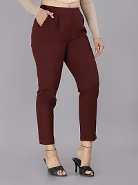 Real Bottom Women Regular Fit Elastic Waist Cotton Formal Trouser Solid Pant (Pack of 2)-thumb1