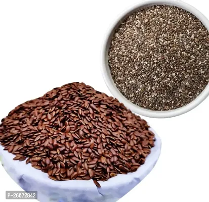 Flax Seeds   Chia Seeds Combo Pack of 400gm (200gm each)-thumb0