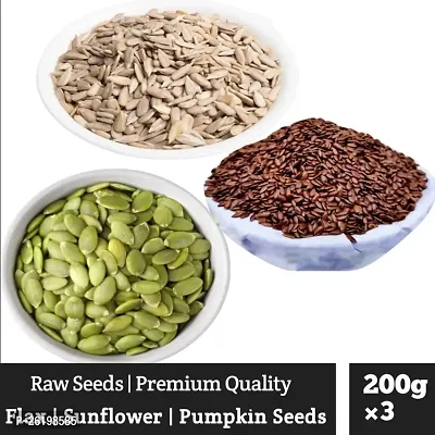 ruitzvilla Natural Raw Pumpkin Seeds , Sunflower Seeds  Flax Seeds Combo 600 g (Pack of 3 Each 200gm ) 100% Organic