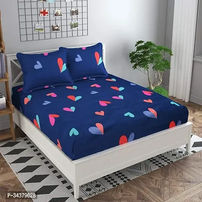 Comfortable Cotton Printed Flat 1 Bedsheet With 2 Pillow Covers-thumb0