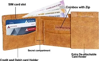 Men Casual, TAN Artificial Leather Wallet - Regular Size  (7 Card Slots)-thumb1