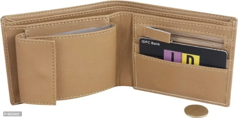 Men Casual, BEIGE Artificial Leather Wallet - Regular Size  (8 Card Slots)-thumb2