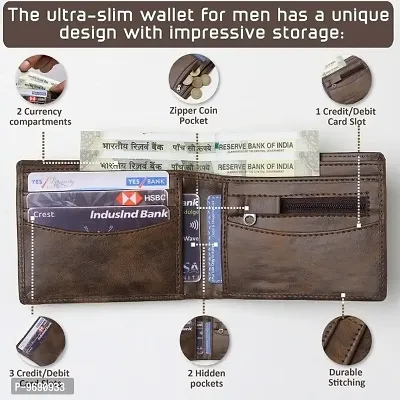 Men Casual brown Artificial Leather Wallet-thumb2