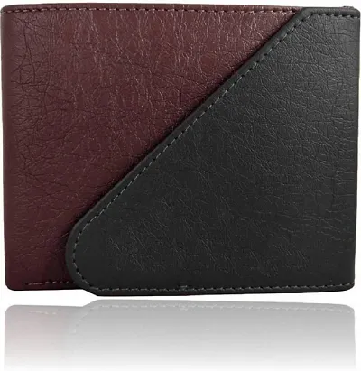 WILD EDGE and Bi-Fold Men's Wallet - Formal/Casual/Stylish Artificial Leather Wallet for Men - Black-Burgundy Men's Two-Fold Purse