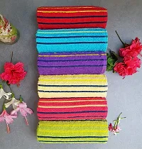 KSC Shop Premium Multicolor Cotton Hand Towels Set of 6 | Stripe Design | Bathroom Towel | Bathroom Napkins | (Yellow, Red and Sky Blue)-thumb3