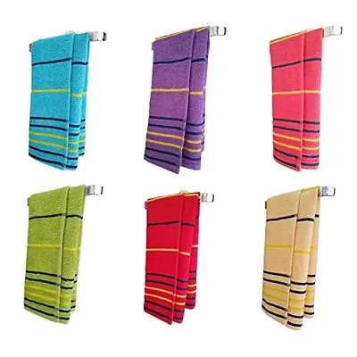 KSC Shop Cotton Hand Towel 550 GSM (Set of 6, Multicolor)