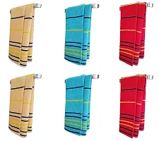 KSC Shop Premium Multicolor Cotton Hand Towels Set of 6 | Stripe Design | Bathroom Towel | Bathroom Napkins | (Yellow, Red and Sky Blue)-thumb2