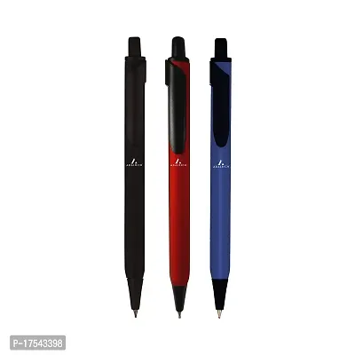 ADALRICH TSHOCK Multi Color Metal Ball pen Set of 3 | Good pen for smooth, fine writing | Mat Finish Body with Black Parts | Tik-Tic mechanism | Premium Plastic Pen Gift box | Plastic refill