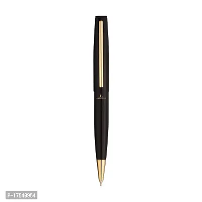 Adalrich Enigma Ball pen | Shining Black Lacquer Finish | Ideal for Gifting | Gold Tone parts | Twist mechanism | Single Pen box | Metal jotter refill