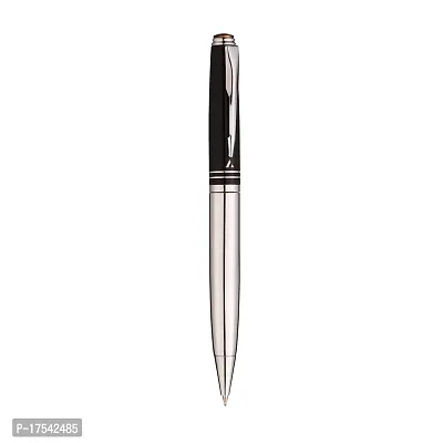 Adalrich Black Steel Metal Ball pen | Shining Black Top | Steel Barrel | Ideal for Gifting | Shining chrome parts | Twist mechanism | Single Pen box | Metal refill-thumb3