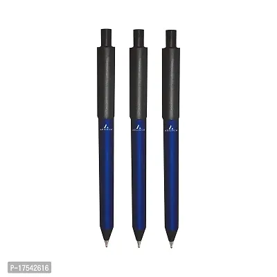 ADALRICH TESLA BLUE Metal Ball Pen | Set of 3 | Good pen for smooth, fine writing | Mat Finish Body with Black Parts | Tik-Tic mechanism | Single Pen Gift box | Jotter refill