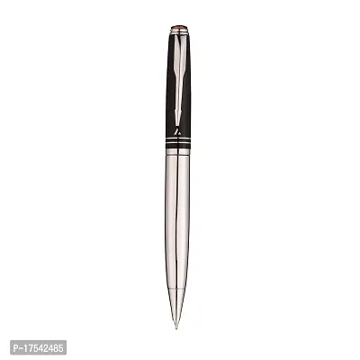 Adalrich Black Steel Metal Ball pen | Shining Black Top | Steel Barrel | Ideal for Gifting | Shining chrome parts | Twist mechanism | Single Pen box | Metal refill