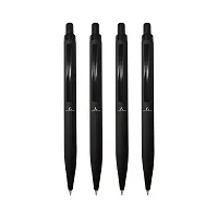 ADALRICH BLACKY Metal Ball Pen | Set of 4 | Good pen for smooth, fine writing | Matte Black Finish | Tic-tic Mechanism | Premium Gift Box | Plastic Jotter refill | write to inspire | classy finish-thumb1