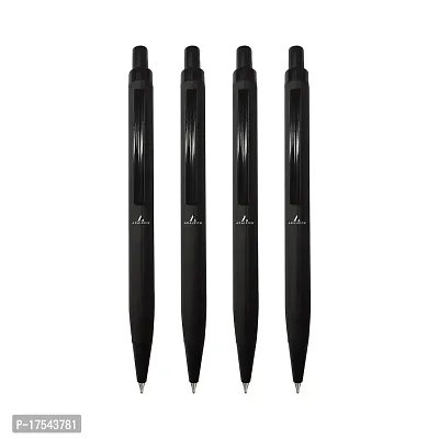 ADALRICH BLACKY Metal Ball Pen | Set of 4 | Good pen for smooth, fine writing | Matte Black Finish | Tic-tic Mechanism | Premium Gift Box | Plastic Jotter refill | write to inspire | classy finish-thumb2