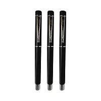 ADALRICH CHAMP Metal Ball Pen | Set of 3 | Good pen for smooth, fine writing | Matte Black Finish | Click off Cap | Premium Gift Box | Plastic Jotter refill | write to inspire | classy finish-thumb1