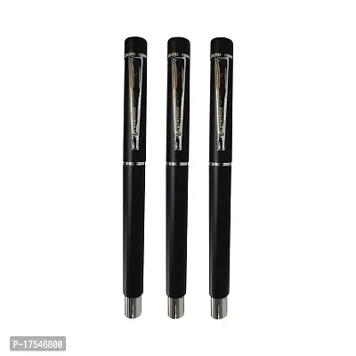 ADALRICH CHAMP Metal Ball Pen | Set of 3 | Good pen for smooth, fine writing | Matte Black Finish | Click off Cap | Premium Gift Box | Plastic Jotter refill | write to inspire | classy finish-thumb2