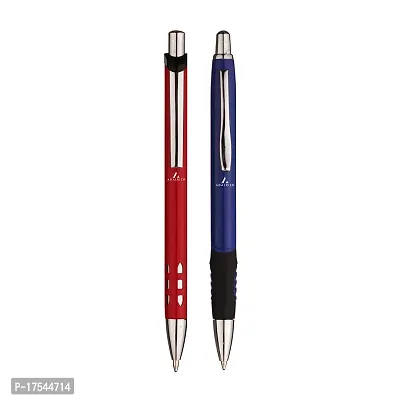 Adalrich VISLO METAL Ball Pen (Red  Blue) | Set of 2 | Smooth  Easy Writing | Metal Body | Poly Jotter Refill | Single Pen Box | Tik-tic Mechanism