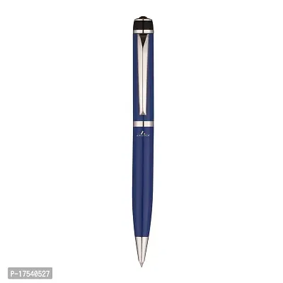 ADALRICH BINDI Metal Ball pen Set of 2| Shining Dark Blue Lacquer Finish | Shining Chrome Appointments  Black crown | Twist Retractable Mechanism | Premium Plastic Pen Gift Box | Cross type refill-thumb0