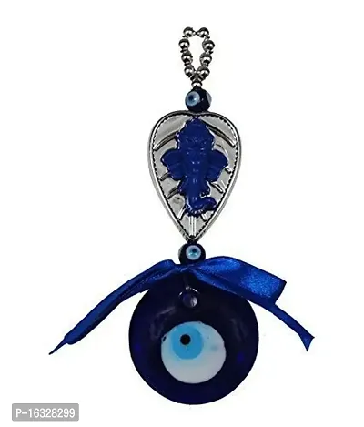 WOWWOW Evil Eye with Leaf Ganesha Hanging for Evil Eye Protection (Blue) _Limited Period Offer