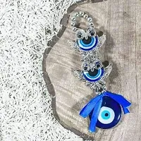 WOWWOW fengshui Silver Blue Two Double owl Evil Eye Hanging Home car Door Office Decoration for Good Luck and Prosperity-thumb2