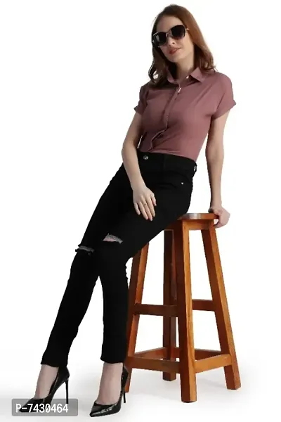 Womens New Trendy Stylish Design Crepe Solid Regular Shirt