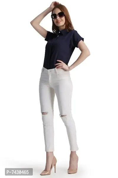 Womens New Trendy Stylish Design Crepe Solid Regular Shirt-thumb0