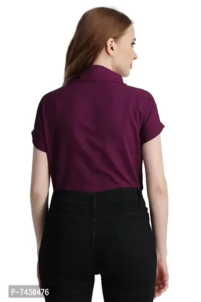 Womens New Trendy Stylish Design Crepe Solid Regular Shirt-thumb3