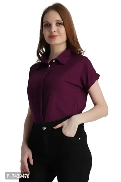 Womens New Trendy Stylish Design Crepe Solid Regular Shirt-thumb5