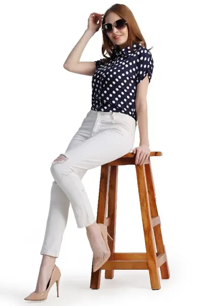 Womens New Trendy Designer Stylish Crepe Shirt