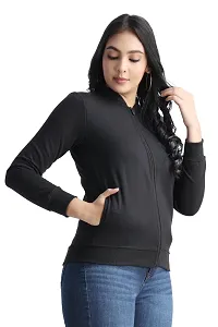 New trending black solid zipper  jacket for women new design jacket-thumb1