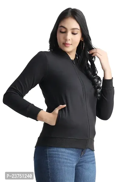 New trending black solid zipper  jacket for women new design jacket-thumb2