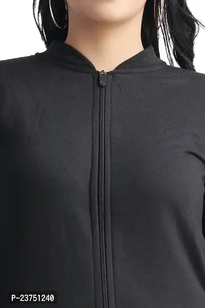 New trending black solid zipper  jacket for women new design jacket-thumb4