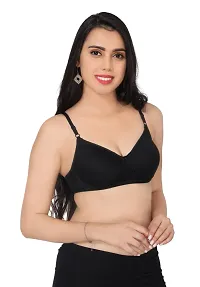 Women's Cotton Padded Wired Seamless Bra for Everyday Bra - Black-thumb1