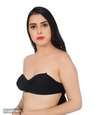 Women's Wired Strapless Lightly Padded Women's Every Day Bra -Black-thumb3