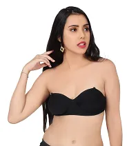 Women's Wired Strapless Lightly Padded Women's Every Day Bra -Black-thumb3