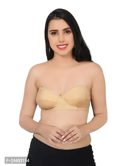 Women's Wired Strapless Lightly Padded Women's Every Day Bra -Black-thumb2