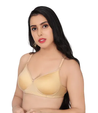 Women's Cotton Padded Wired Seamless Bra for Everyday Bra - Black