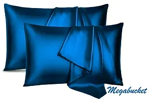 MEGA Bucket Luxurious Satin Silk Pillow Cover Set of 2 for Hair and Skin with Envelope Closure Premium Ultra Soft Designer Fancy Home D?cor Pillowcase Cushion Queen Size Blue (L 20 x W 30 INCH)-thumb2