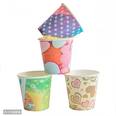 GRACE PAPER GLASS 150 ml Printed Paper Cup, Glass Disposable for Party, Paper Cups for Hot and Cold Beverages