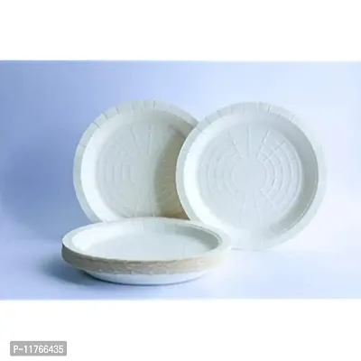 GRACE PAPER GLASS Paper Round Biodegradable, Compostable, Ecofriendly, Disposable Plate / Dish / Thali ( White, 8'') - Pack of 50