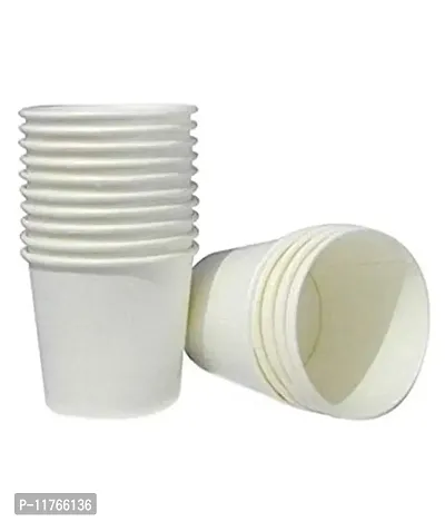 advancedestore Paper Cups Disposable (150 ml) - Pack of 100 (Designs and Colour May Vary) | White