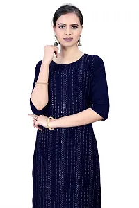 BLACK KING Granth IMPEX Designer Festival Rayon Sequence Work Kurti|Blue|XXX-Large-thumb3