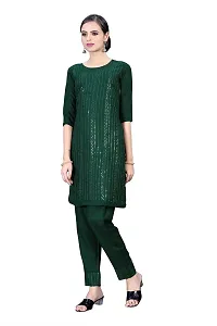 GRANTH IMPEX Designer Festival Rayon Sequence Work Kurti|GREEN|XX-Large-thumb2