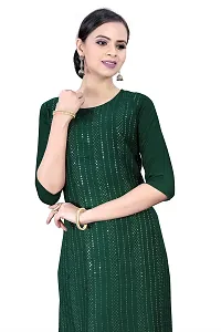 GRANTH IMPEX Designer Festival Rayon Sequence Work Kurti|GREEN|Medium-thumb1